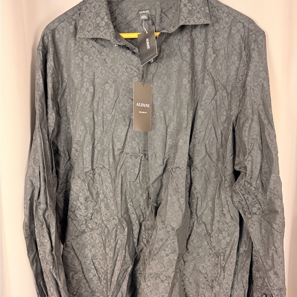 Alfani Men's Charcoal Gray Textured Lightweight Shirt Jacket